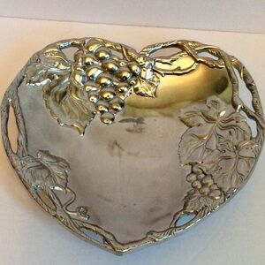 Arthur Court press silver aluminum heart dish